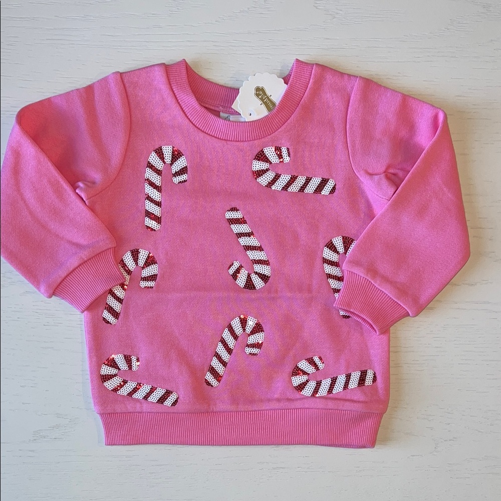 🎄 Mudpie Candy Cane Girl Sweatshirt Christmas Sweater 12-18 months 4T 5T